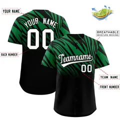 Kelly Green Black Tiger Stripe Gradient Animal Print Baseball Jersey 2