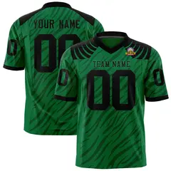 Kelly Green Black Tiger Stripe Graffiti Pattern Football Jersey