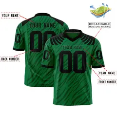 Kelly Green Black Tiger Stripe Graffiti Pattern Football Jersey 2