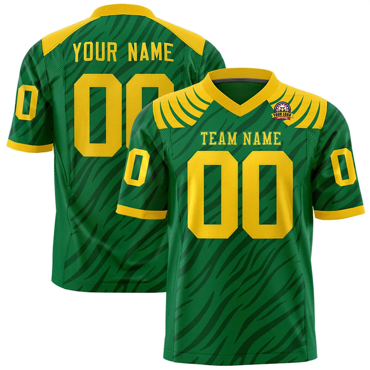 Kelly Green Black Tiger Stripe Graffiti Pattern Football Jersey