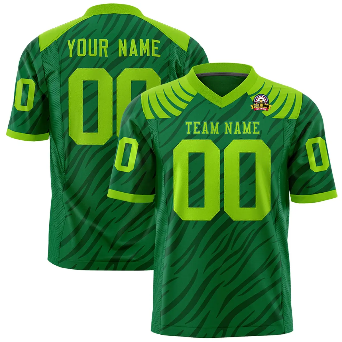 Kelly Green Black Tiger Stripe Graffiti Pattern Football Jersey