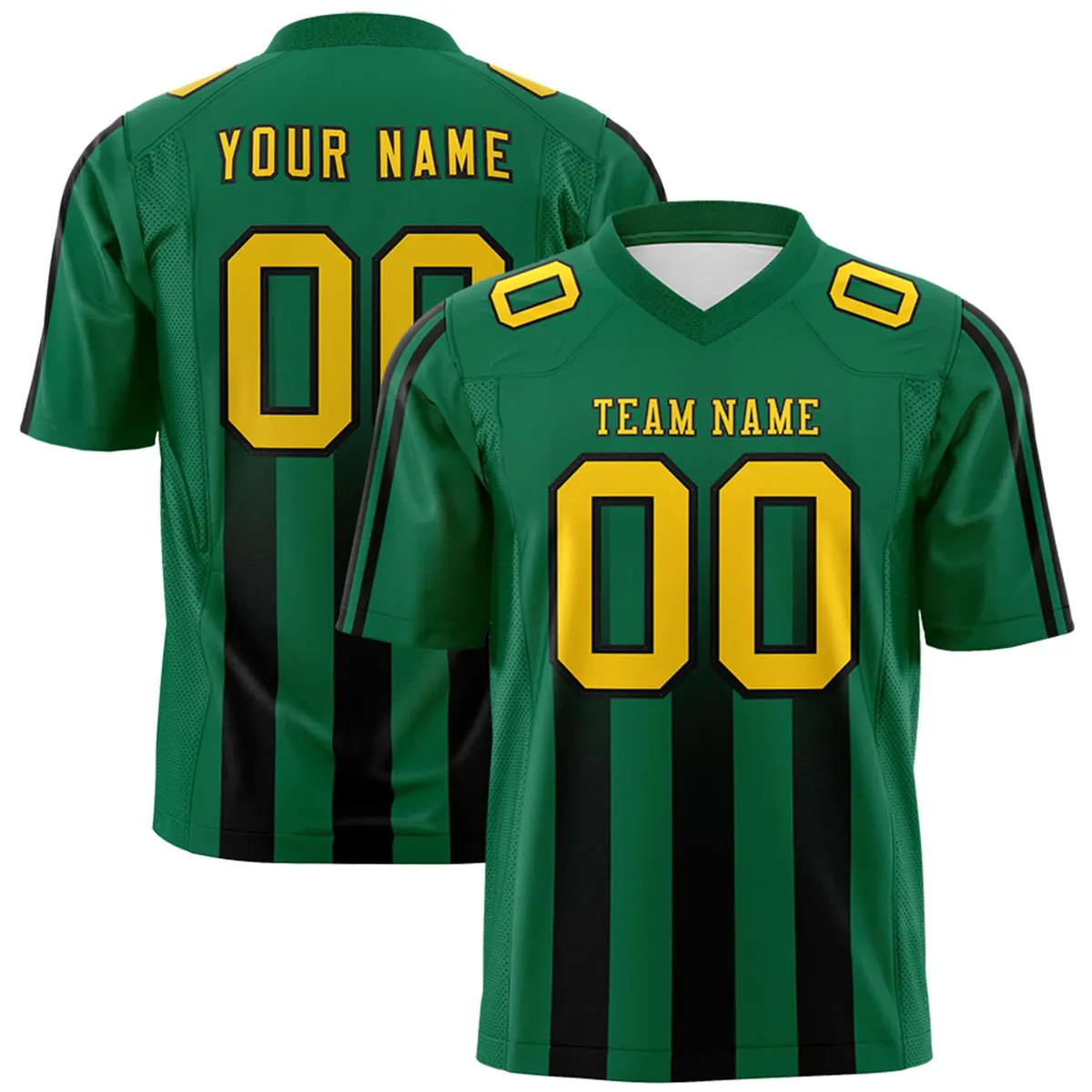 Kelly Green Black Vertical Fine Stripe Gradient Football Jersey