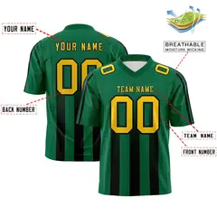 Kelly Green Black Vertical Fine Stripe Gradient Football Jersey 2