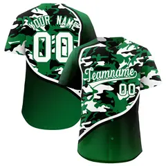 Kelly Green Black White Camo Gradient Baseball Jersey