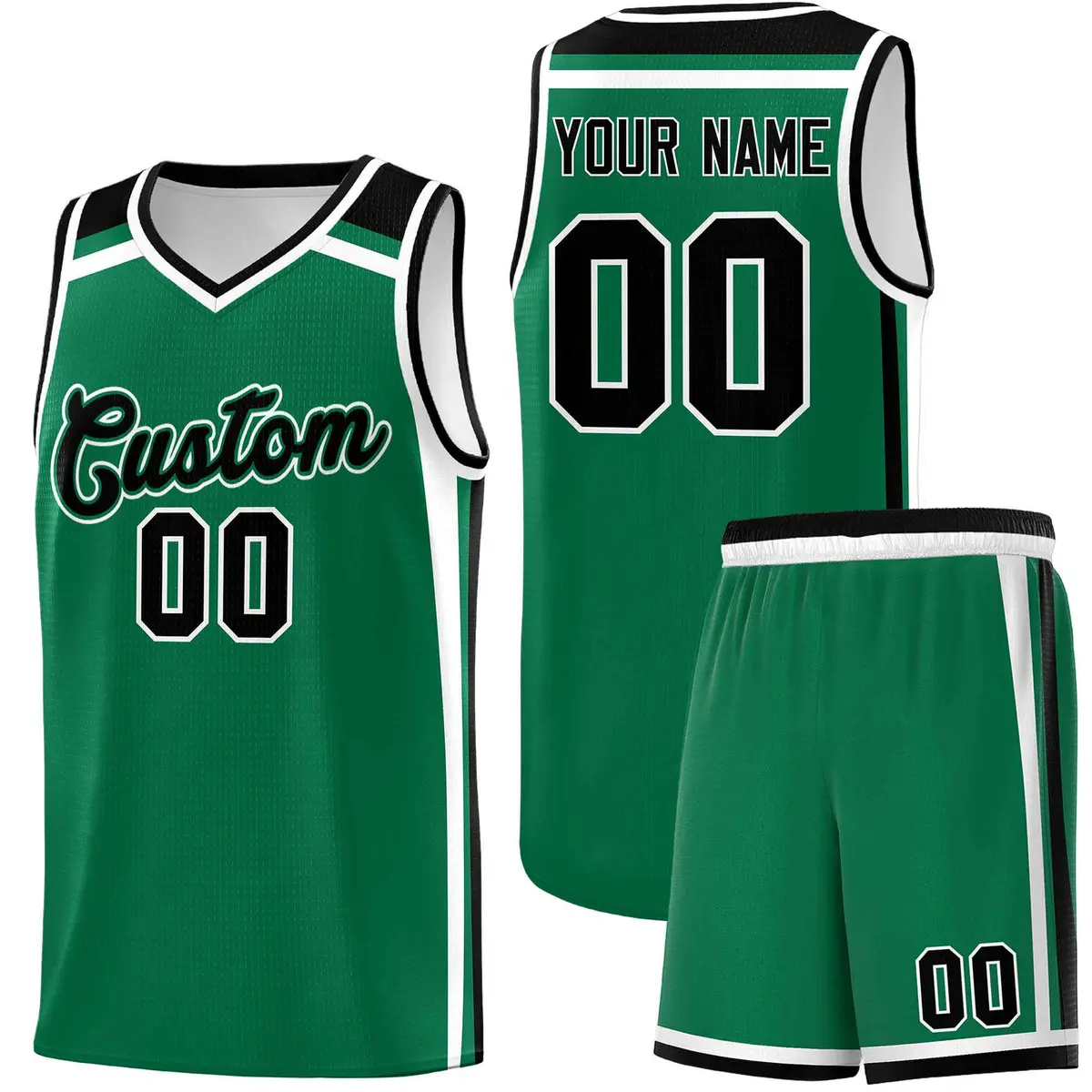 Kelly Green Black White Charge Series Basketball Jersey