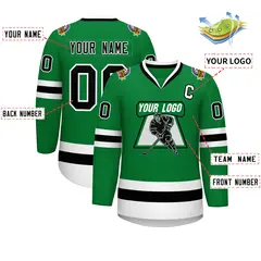 Kelly Green Black-White Classic Hockey Jersey 2