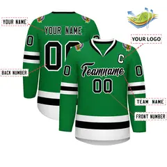 Kelly Green Black-White Classic Hockey Jersey 2