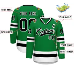 Kelly Green Black-White Classic Hockey Jersey 2