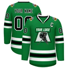 Kelly Green Black-White Classic Hockey Jersey 1