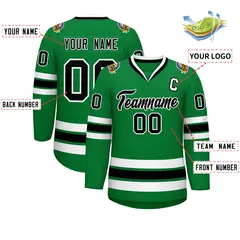Kelly Green Black-White Classic Hockey Jersey 2
