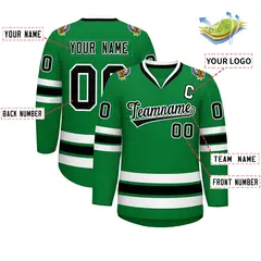 Kelly Green Black-White Classic Hockey Jersey 2