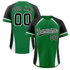 Kelly Green Black-White Color Block Baseball Jersey 1
