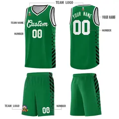 Kelly Green Black White Diamond Stripe Side Basketball Jersey 5