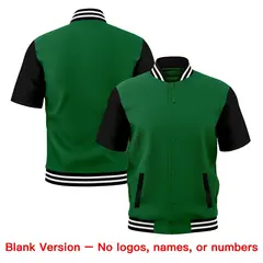 Kelly Green Black White Full-Snap Short Sleeve Varsity Jacket 7