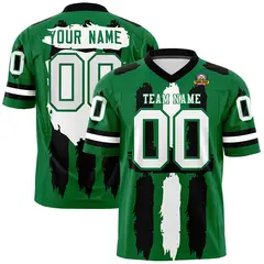 Kelly Green Black White Graffiti Pattern Flag Football Jersey 1