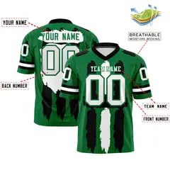 Kelly Green Black White Graffiti Pattern Flag Football Jersey 2