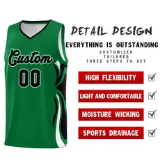 Kelly Green Black White Graffiti Side Curve Basketball Jersey Sets 2