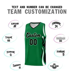 Kelly Green Black White Graffiti Side Curve Basketball Jersey Sets 4