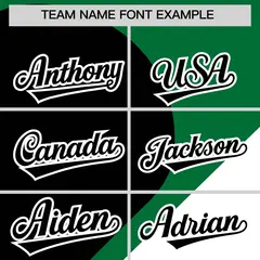 Kelly Green Black-White Half Heart Color Block Baseball Jersey 3