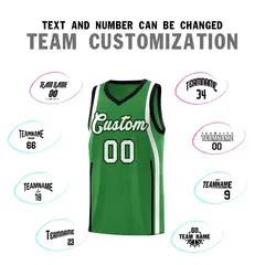 Kelly Green Black-White Ribbon Pattern Basketball Kits 4
