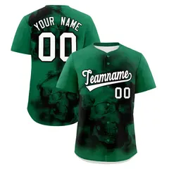 Kelly Green Black White Skeleton Graffiti Baseball Jersey 1