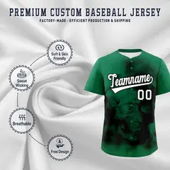 Kelly Green Black White Skeleton Graffiti Baseball Jersey 4
