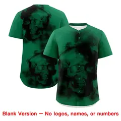 Kelly Green Black White Skeleton Graffiti Baseball Jersey 8