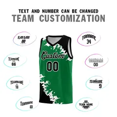 Kelly Green Black-White Sparkle Pattern Basketball Kits 4