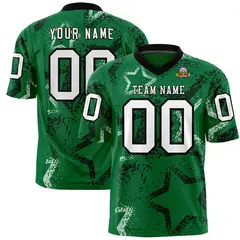 Kelly Green Black-White Star Graffiti Football Jersey 1
