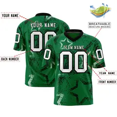Kelly Green Black-White Star Graffiti Football Jersey 2