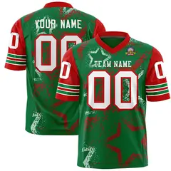 Kelly Green Black-White Star Pattern Football Jersey 1