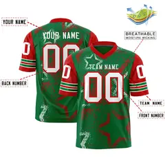 Kelly Green Black-White Star Pattern Football Jersey 2