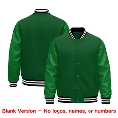 Kelly Green Black White Varsity Jacket with Faux Leather Sleeves 6