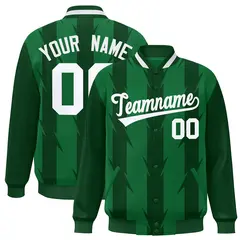Kelly Green Blade Pattern Raglan Varsity Letterman Baseball Jacket 1