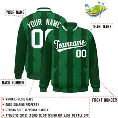 Kelly Green Blade Pattern Raglan Varsity Letterman Baseball Jacket 2