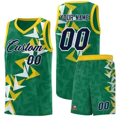 Kelly Green Boomerang Pattern Basketball Jersey 1
