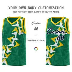 Kelly Green Boomerang Pattern Basketball Jersey 3