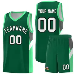 Kelly Green Bright Green Side Design Basketball Jersey Sets