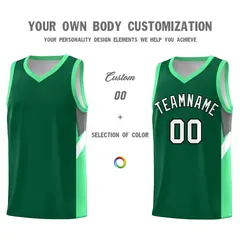 Kelly Green Bright Green Side Design Basketball Jersey Sets 3