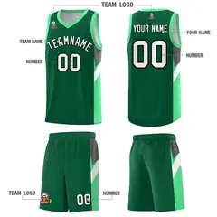 Kelly Green Bright Green Side Design Basketball Jersey Sets 5