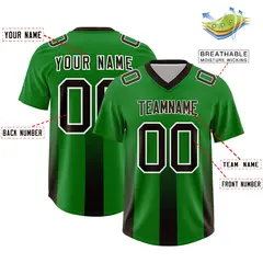 Kelly Green Brown Gradient Vertical Stripe Football Jersey 2