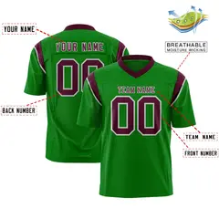 Kelly Green Burgundy Shoulder Cut Two-Tone Flag Football Jersey 2