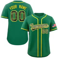 Kelly Green Camo Font Authentic Baseball Jersey 1