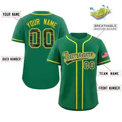 Kelly Green Camo Font Authentic Baseball Jersey 2