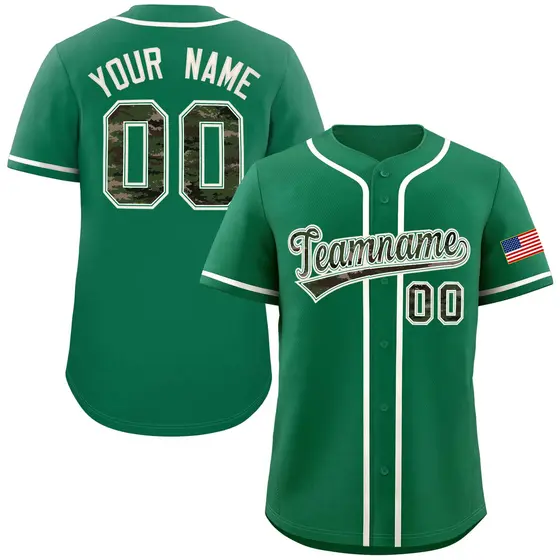 Kelly Green Camo Font Authentic Baseball Jersey