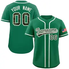 Kelly Green Camo Font Authentic Baseball Jersey 1