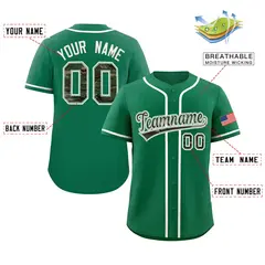 Kelly Green Camo Font Authentic Baseball Jersey 2