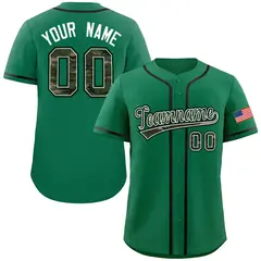 Kelly Green Camo Font Authentic Baseball Jersey 1