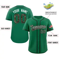 Kelly Green Camo Font Authentic Baseball Jersey 2