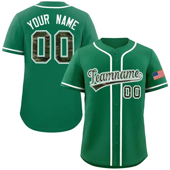 Kelly Green Camo Font Authentic Baseball Jersey